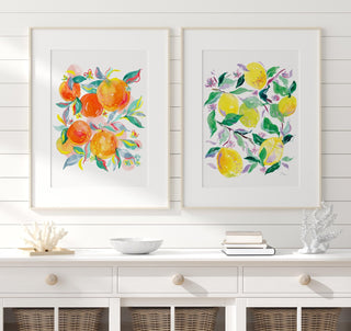 Orange Dream Watercolor Art Print: Vibrant Citrus Giclée for Kitchen or Dining Room Decor from Jean Choe Art & Design