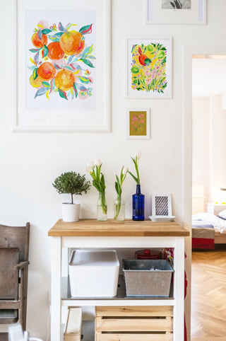 Orange Dream Watercolor Art Print: Vibrant Citrus Giclée for Kitchen or Dining Room Decor from Jean Choe Art & Design