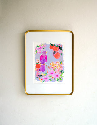 Orange Grove Twinspot (Original) with Bronze Metal Frame from Jean Choe Art & Design - Watercolor