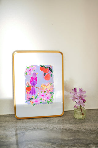 Orange Grove Twinspot (Original) with Bronze Metal Frame from Jean Choe Art & Design - Watercolor
