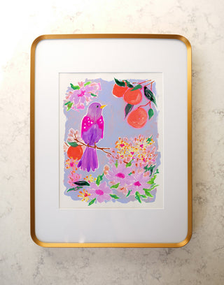 Orange Grove Twinspot (Original) with Bronze Metal Frame from Jean Choe Art & Design - Watercolor