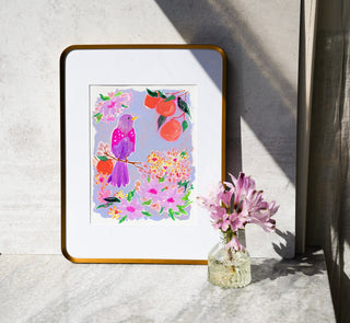 Orange Grove Twinspot (Original) with Bronze Metal Frame from Jean Choe Art & Design - Watercolor