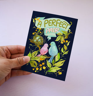 Perfect Pair Lovebirds – Wedding, Anniversary, Engagement or Valentine’s Card from Jean Choe Art & Design - Other Baby