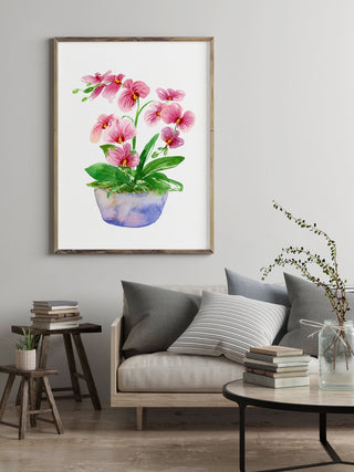 Pink Orchid Art Print: Watercolor Botanical Decor from Jean Choe Art & Design - Giclée