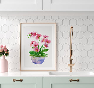 Pink Orchid Art Print: Watercolor Botanical Decor from Jean Choe Art & Design - Giclée