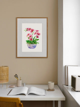 Pink Orchid Art Print: Watercolor Botanical Decor from Jean Choe Art & Design - Giclée