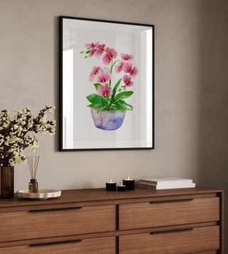Pink Orchid Art Print: Watercolor Botanical Decor from Jean Choe Art & Design - Giclée
