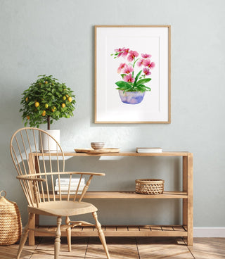 Pink Orchid Art Print: Watercolor Botanical Decor from Jean Choe Art & Design - Giclée