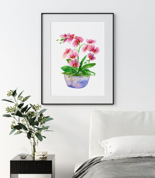 Pink Orchid Art Print: Watercolor Botanical Decor from Jean Choe Art & Design - Giclée
