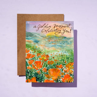 Poppy Golden Celebration Card - For Congratulations, Graudation or Just Because from Jean Choe Art & Design - Other Baby