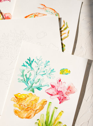 Pre - Outlined Watercolor Sheets – 7 Seashores & Ocean Coloring Pages from Jean Choe Art & Design - Coloring Books