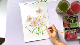 Pre-Outlined Wildflower Watercolor Practice Pages, including 7 Wildflower Designs on 300gsm Paper from Jean Choe Art & Design