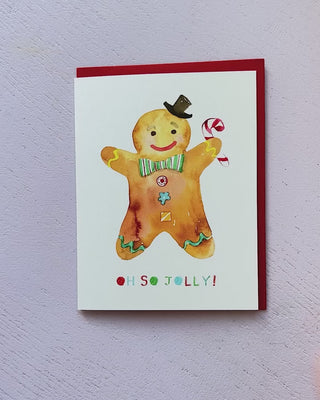 Video showing Jean Choe's Christmas greeting card of watercolor gingerbread gentleman