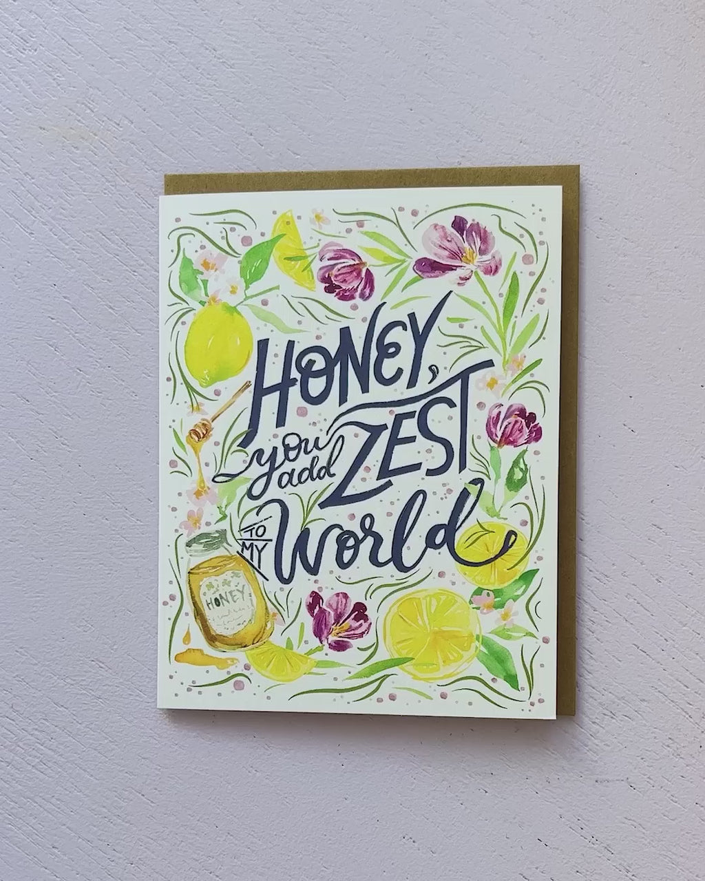 Video showing Jean Choe's Christmas greeting card of  love and friendship with lemon