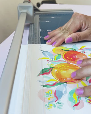Video showing Jean Choe's giclee fine art print of watercolor oranges