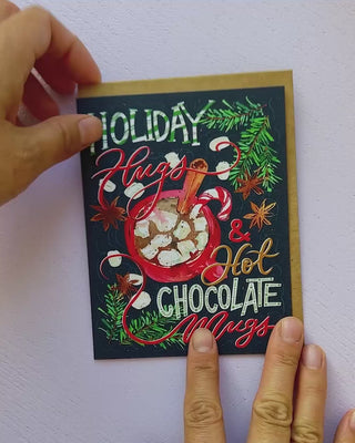 Video showing Jean Choe's Christmas greeting card of hot chocolate and festivity