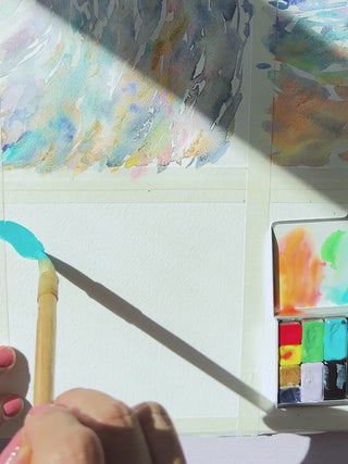 Video showing Jean Choe's original watercolor painting of the Golden Hour sky