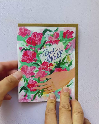 Video showing Jean Choe's greeting card of Get well flower bouquet
