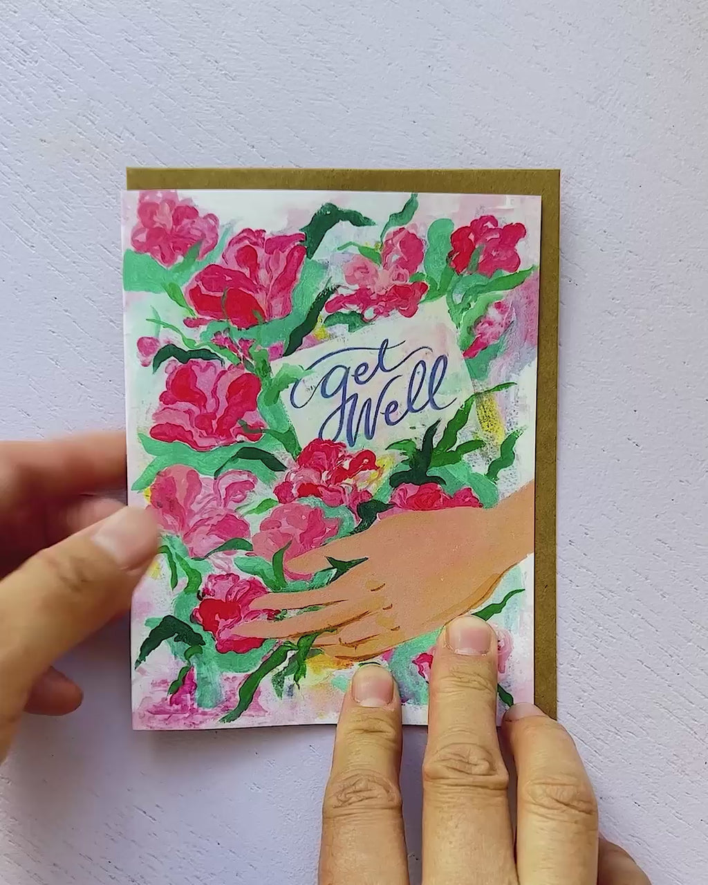 Video showing Jean Choe's greeting card of Get well flower bouquet