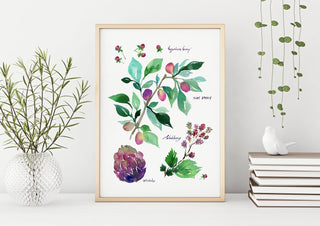 Purple Botanical Rainbow Art Print: Floral Wall Art from Jean Choe Art & Design - Giclée