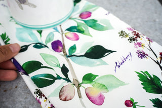 Purple Botanical Tea Towel: Stylish Cotton Tea Towel for Everyday Tasks from Jean Choe Art & Design - Kitchen & Tea Towels