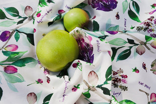 Purple Botanical Tea Towel: Stylish Cotton Tea Towel for Everyday Tasks from Jean Choe Art & Design - Kitchen & Tea Towels
