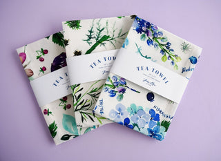 Purple Botanical Tea Towel: Stylish Cotton Tea Towel for Everyday Tasks from Jean Choe Art & Design - Kitchen & Tea Towels