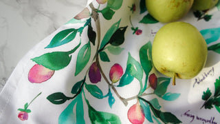 Purple Botanical Tea Towel: Stylish Cotton Tea Towel for Everyday Tasks from Jean Choe Art & Design - Kitchen & Tea Towels