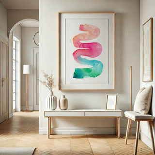 Rainbow River Watercolor Art Print – Abstract Minimalist Colorful Wall Art from Jean Choe Art & Design - Giclée
