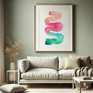 Rainbow River Watercolor Art Print – Abstract Minimalist Colorful Wall Art from Jean Choe Art & Design - Giclée