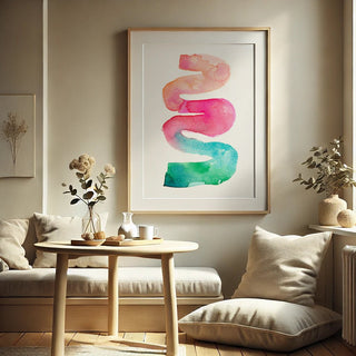 Rainbow River Watercolor Art Print – Abstract Minimalist Colorful Wall Art from Jean Choe Art & Design - Giclée