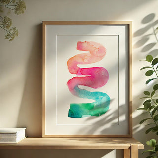 Rainbow River Watercolor Art Print – Abstract Minimalist Colorful Wall Art from Jean Choe Art & Design - Giclée