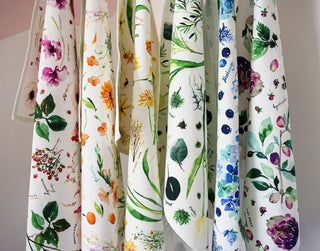 Red Botanical Tea Towel. Decorative Cotton Tea Towel for Kitchen. from Jean Choe Art & Design - Kitchen & Tea Towels