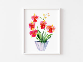 Red Orchid Art Print: Botanical Wall Decor from Jean Choe Art & Design - Giclée