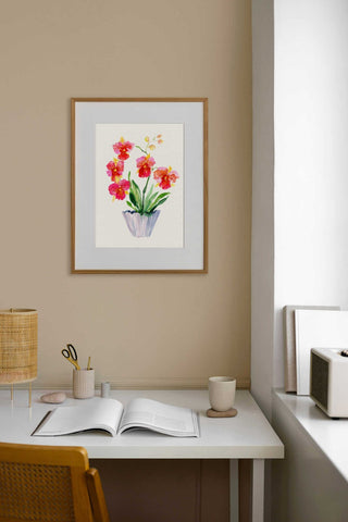 Red Orchid Art Print: Botanical Wall Decor from Jean Choe Art & Design - Giclée