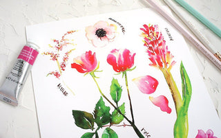 Red & Pink Botanical Rainbow Art Print: Floral Watercolor Decor from Jean Choe Art & Design - Giclée