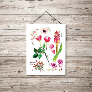 Red & Pink Botanical Rainbow Art Print: Floral Watercolor Decor from Jean Choe Art & Design - Giclée