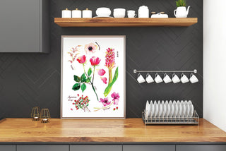 Red & Pink Botanical Rainbow Art Print: Floral Watercolor Decor from Jean Choe Art & Design - Giclée