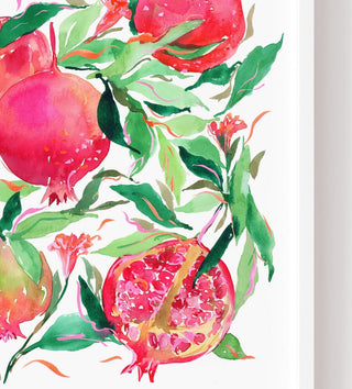 "Ruby Red Pomegranates" Art Print. Fruit Art for Kitchen/ Dining Room from Jean Choe Art & Design - Giclée