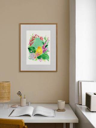 "Saffron Finch" Art Print: Tropical Botanicals from Jean Choe Art & Design - Giclée