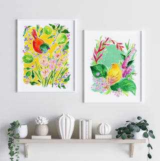 "Saffron Finch" Art Print: Tropical Botanicals from Jean Choe Art & Design - Giclée
