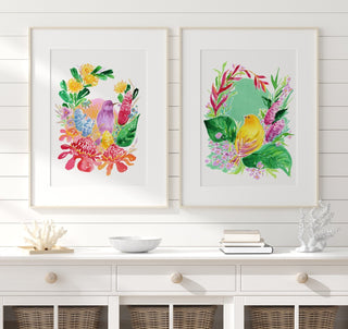 "Saffron Finch" Art Print: Tropical Botanicals from Jean Choe Art & Design - Giclée
