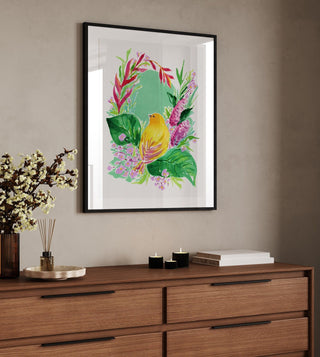 "Saffron Finch" Art Print: Tropical Botanicals from Jean Choe Art & Design - Giclée