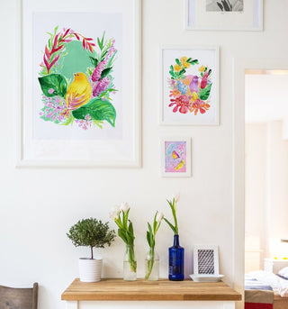 "Saffron Finch" Art Print: Tropical Botanicals from Jean Choe Art & Design - Giclée