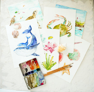 Seashores Watercoloring Book – Relaxing Ocean Art to Paint from Jean Choe Art & Design - Coloring Books