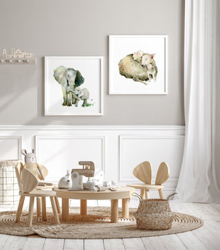 Snuggle Time Sheep Family Watercolor Art Print from Jean Choe Art & Design - Watercolor