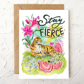 Stay Fierce Sunbathing Tiger Encouragement Card from Jean Choe Art & Design - Other Baby