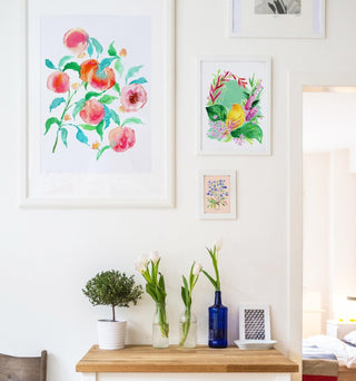 "Sun - Kissed Peaches" Art Print: Vibrant Summer Giclée Wall Art from Jean Choe Art & Design - Giclée