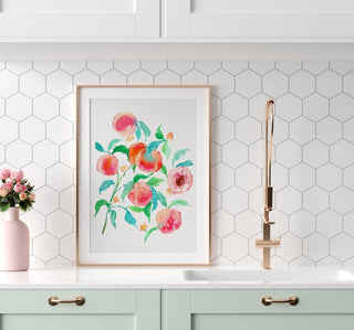 "Sun - Kissed Peaches" Art Print: Vibrant Summer Giclée Wall Art from Jean Choe Art & Design - Giclée