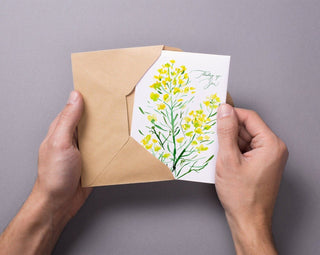 "Thinking of You" Yellow Mustard Flower Card from Jean Choe Art & Design - Other Baby